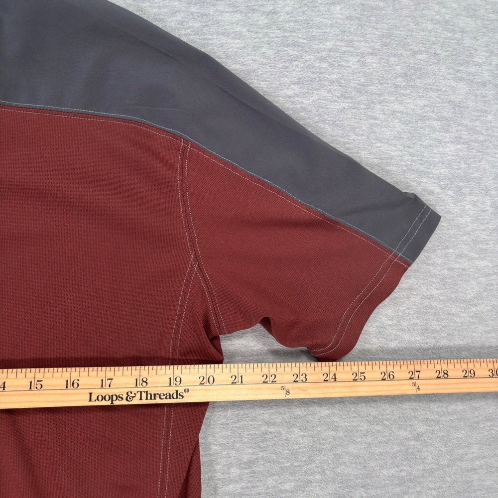 Kuhl Mens Quarter Zip Short Sleeve Shirt Burgundy Grey CoffeeSyc Hiking Large - Picture 6 of 7